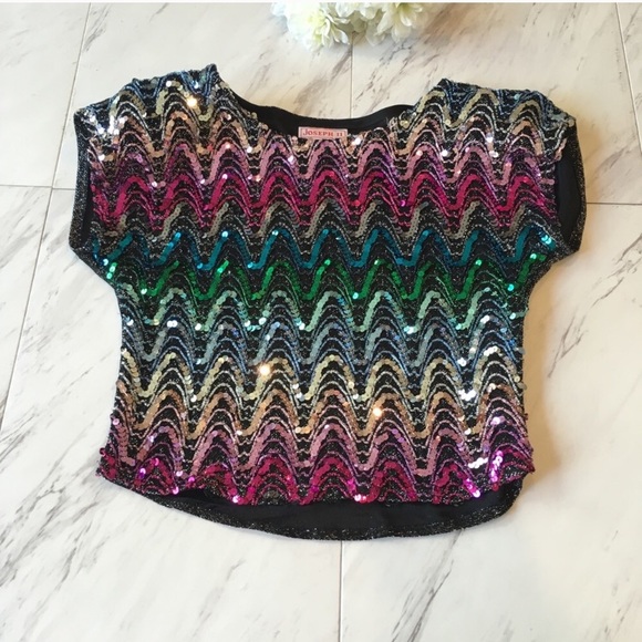 Vintage Joseph II | Sequenced Rainbow Striped Top - Picture 1 of 7